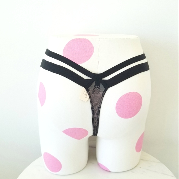 Victoria's Secret Vintage Very Sexy Strappy Lace Sheer Mesh Thong Tanga Panty - Picture 7 of 15